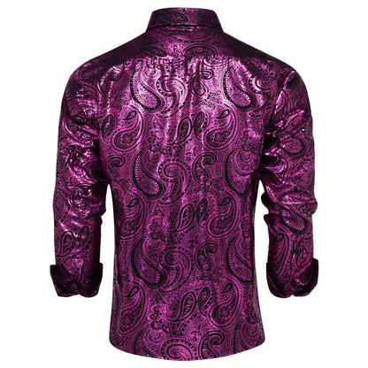 Purple Black Paisley Dress Shirt shirt    - Sophisticated Gentlemen