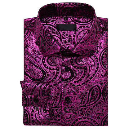 Purple Black Paisley Dress Shirt shirt    - Sophisticated Gentlemen