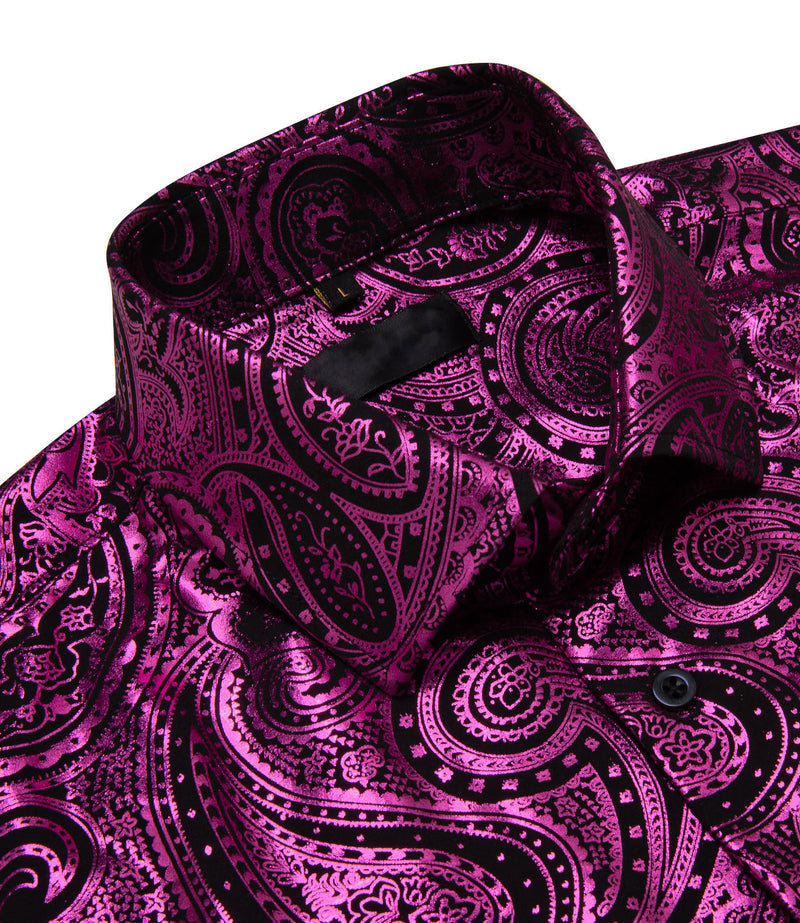 Purple Black Paisley Dress Shirt shirt    - Sophisticated Gentlemen