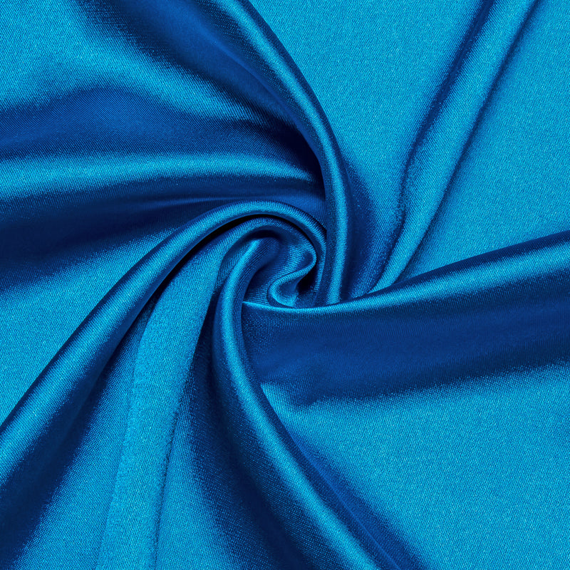 Blue Solid Satin Silk Dress Shirt shirt    - Sophisticated Gentlemen