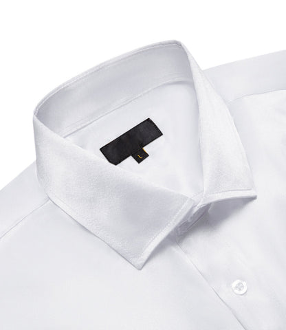 White Solid Satin Silk Dress Shirt shirt    - Sophisticated Gentlemen