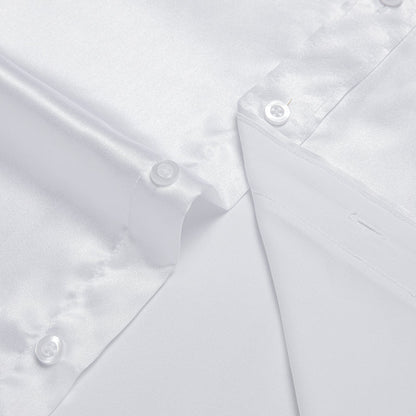White Solid Satin Silk Dress Shirt shirt    - Sophisticated Gentlemen