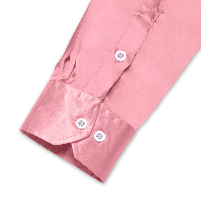 Pink Solid Satin Silk Dress Shirt shirt    - Sophisticated Gentlemen