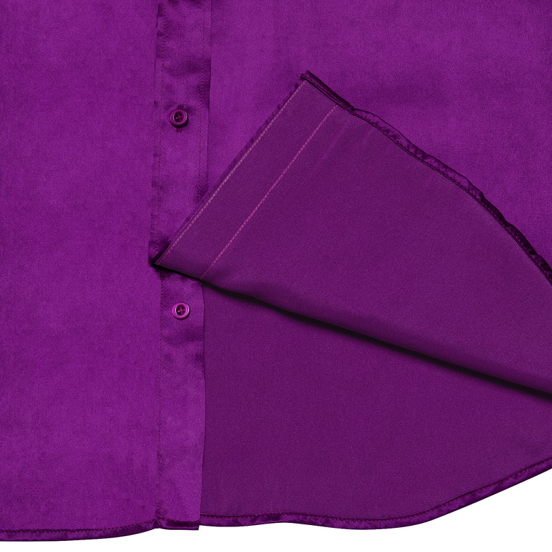 Violet Purple Solid Satin Silk Dress Shirt shirt    - Sophisticated Gentlemen