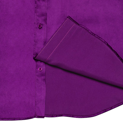 Violet Purple Solid Satin Silk Dress Shirt shirt    - Sophisticated Gentlemen