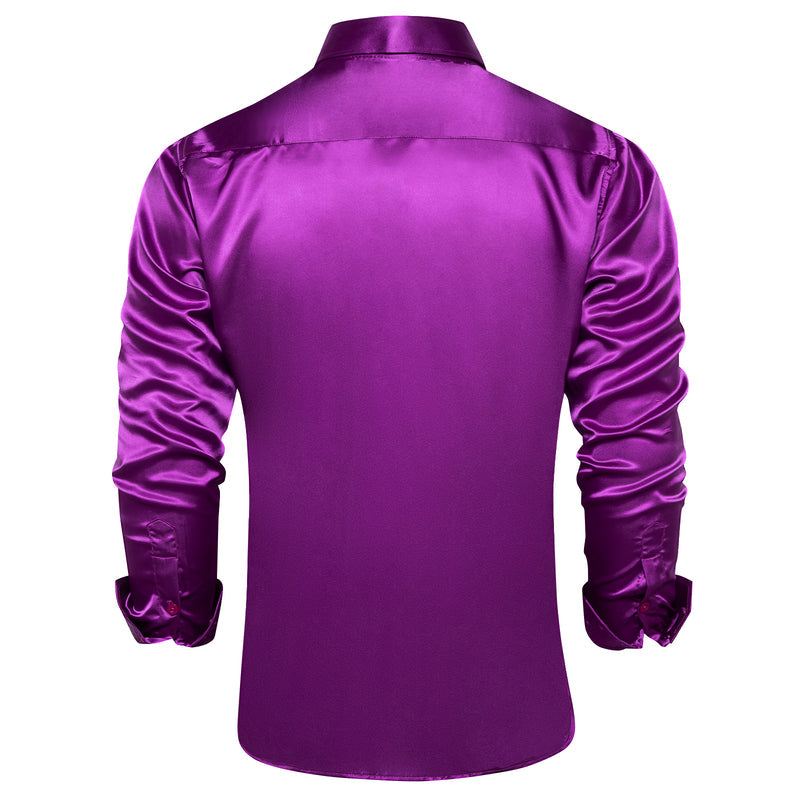 Violet Purple Solid Satin Silk Dress Shirt shirt    - Sophisticated Gentlemen