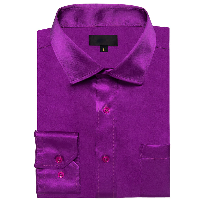 Violet Purple Solid Satin Silk Dress Shirt shirt    - Sophisticated Gentlemen