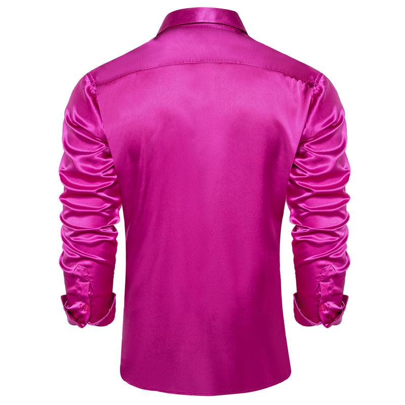 Violet Solid Satin Silk Dress Shirt shirt    - Sophisticated Gentlemen