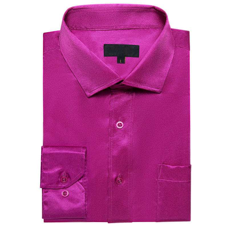 Violet Solid Satin Silk Dress Shirt shirt    - Sophisticated Gentlemen
