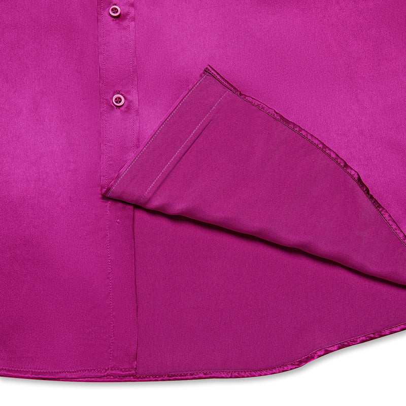 Violet Solid Satin Silk Dress Shirt shirt    - Sophisticated Gentlemen