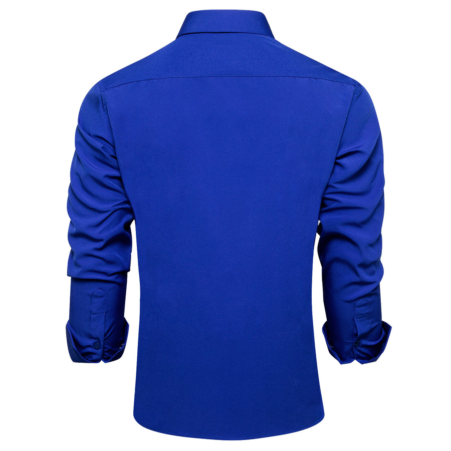 Sapphire Blue Solid Silk Dress Shirt shirt    - Sophisticated Gentlemen