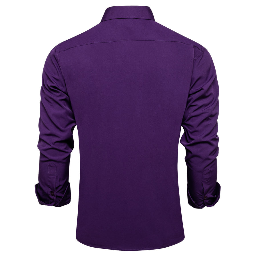 Dark Purple Solid Silk Dress Shirt shirt    - Sophisticated Gentlemen