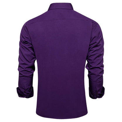 Dark Purple Solid Silk Dress Shirt shirt    - Sophisticated Gentlemen