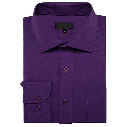 Dark Purple Solid Silk Dress Shirt shirt    - Sophisticated Gentlemen
