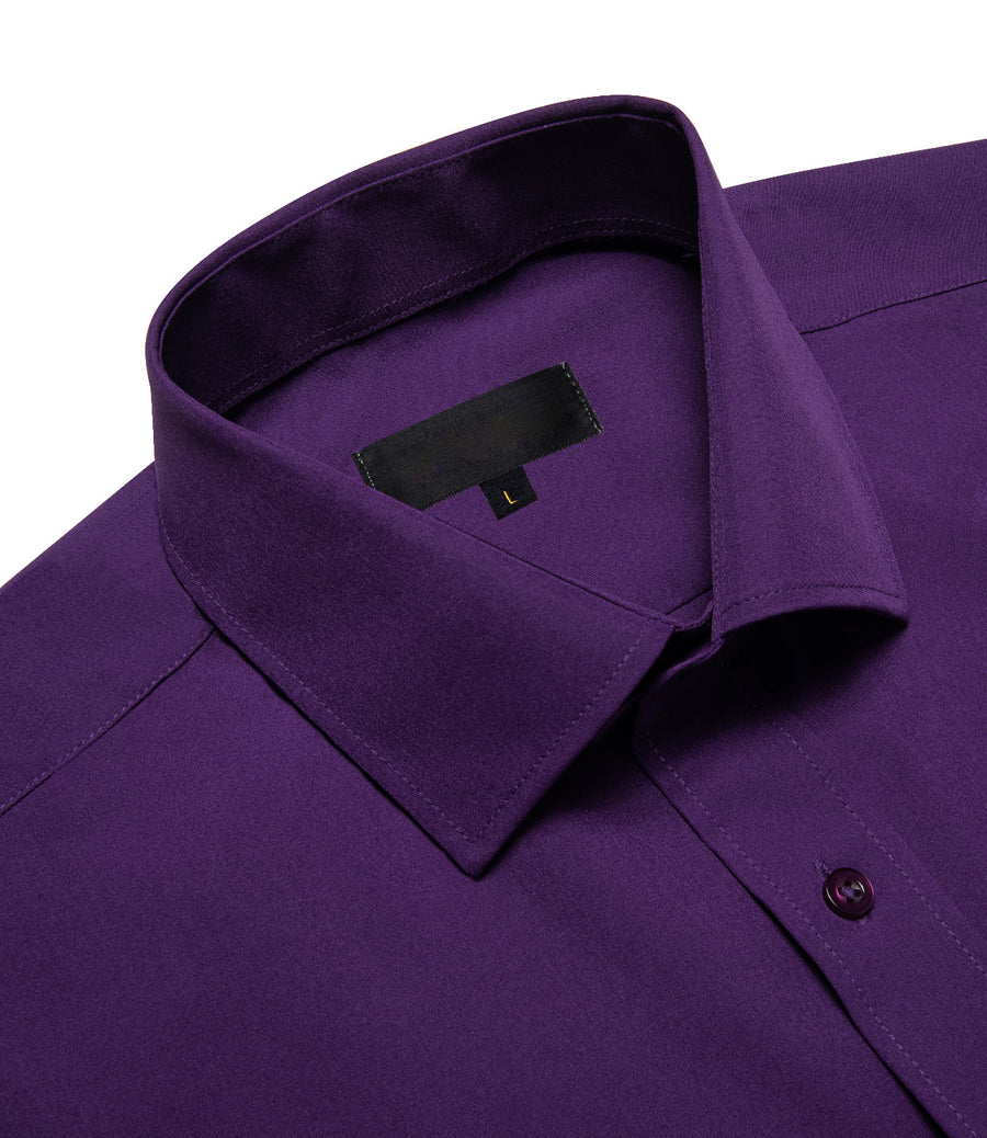 Dark Purple Solid Silk Dress Shirt shirt    - Sophisticated Gentlemen