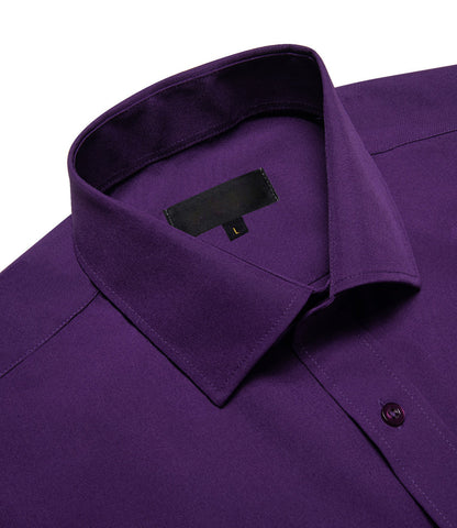 Dark Purple Solid Silk Dress Shirt shirt    - Sophisticated Gentlemen