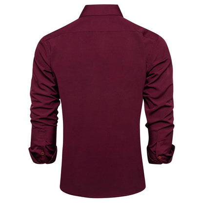 Burgundy Solid Silk Dress Shirt shirt    - Sophisticated Gentlemen