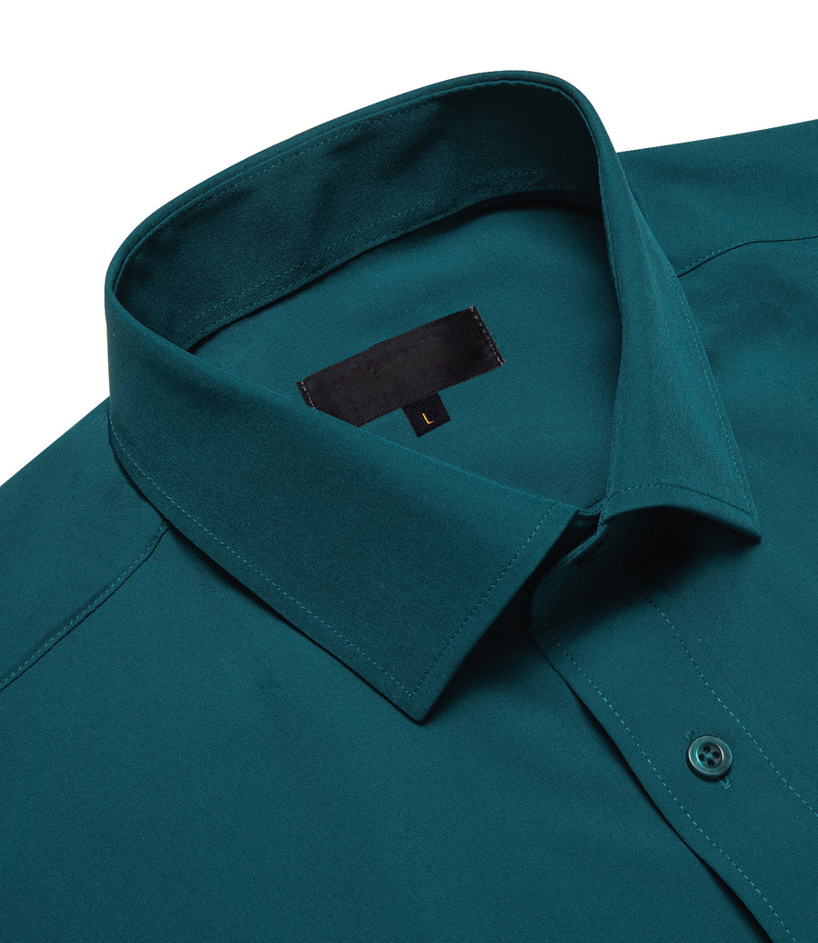 Nile Blue Solid Silk Dress Shirt shirt    - Sophisticated Gentlemen
