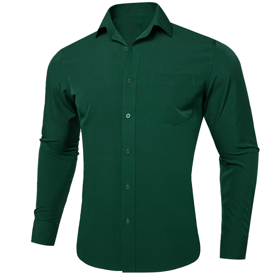 Emerald Green Solid Silk Dress Shirt shirt S   - Sophisticated Gentlemen