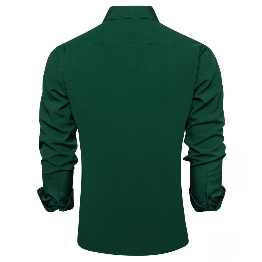 Emerald Green Solid Silk Dress Shirt shirt    - Sophisticated Gentlemen
