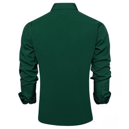 Emerald Green Solid Silk Dress Shirt shirt    - Sophisticated Gentlemen