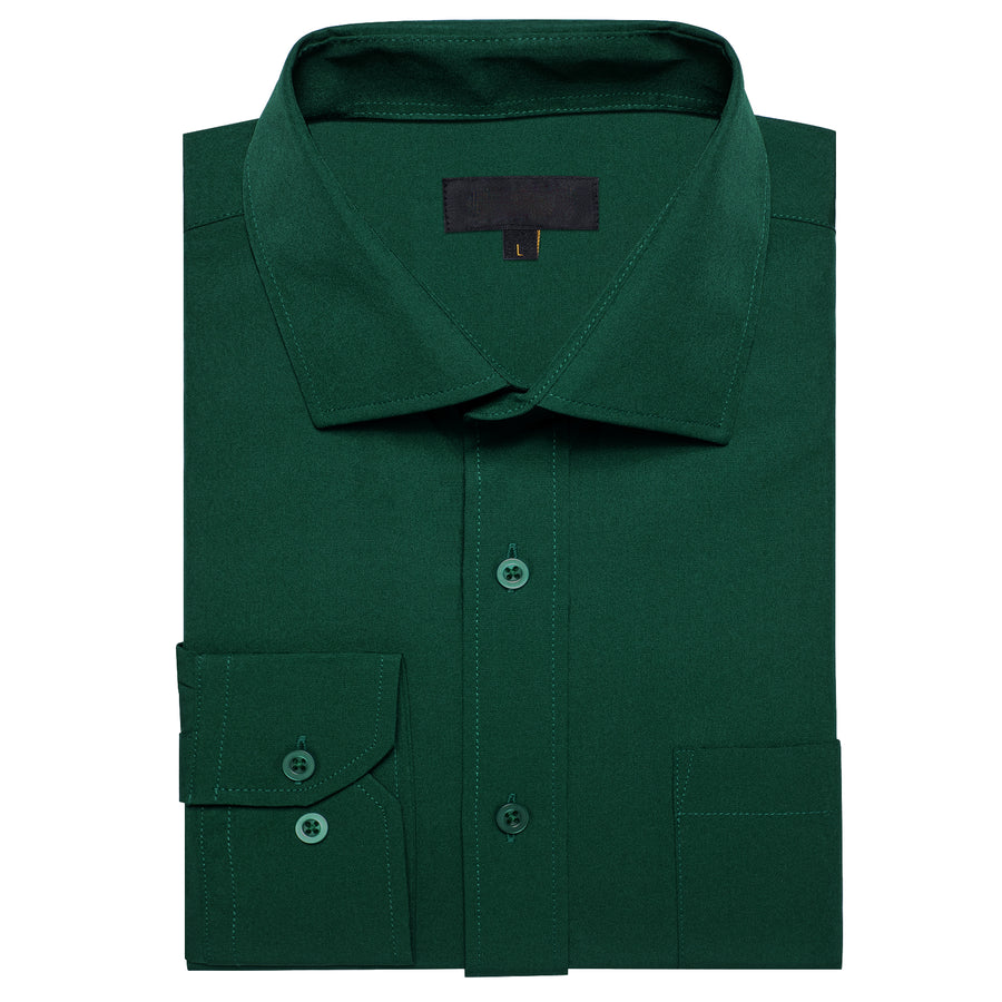 Emerald Green Solid Silk Dress Shirt shirt    - Sophisticated Gentlemen