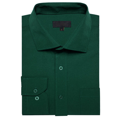 Emerald Green Solid Silk Dress Shirt shirt    - Sophisticated Gentlemen
