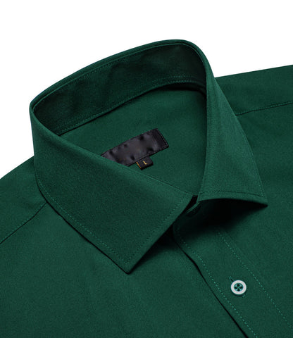 Emerald Green Solid Silk Dress Shirt shirt    - Sophisticated Gentlemen