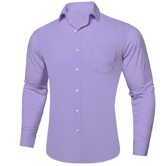 Purple Solid Silk Dress Shirt shirt S   - Sophisticated Gentlemen