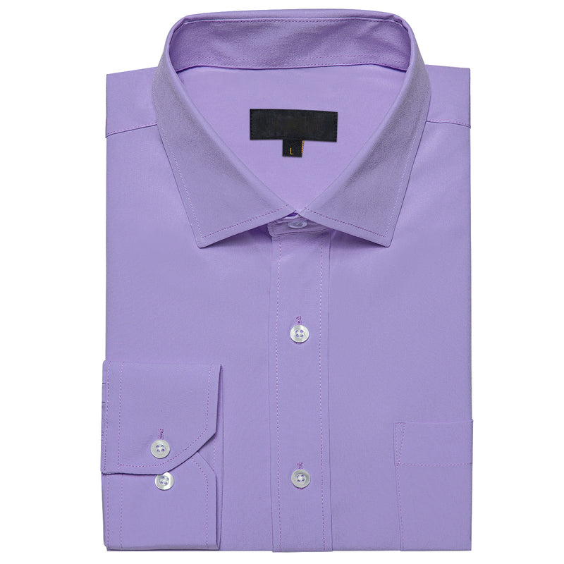 Purple Solid Silk Dress Shirt shirt    - Sophisticated Gentlemen