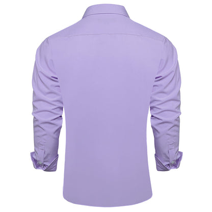 Purple Solid Silk Dress Shirt shirt    - Sophisticated Gentlemen