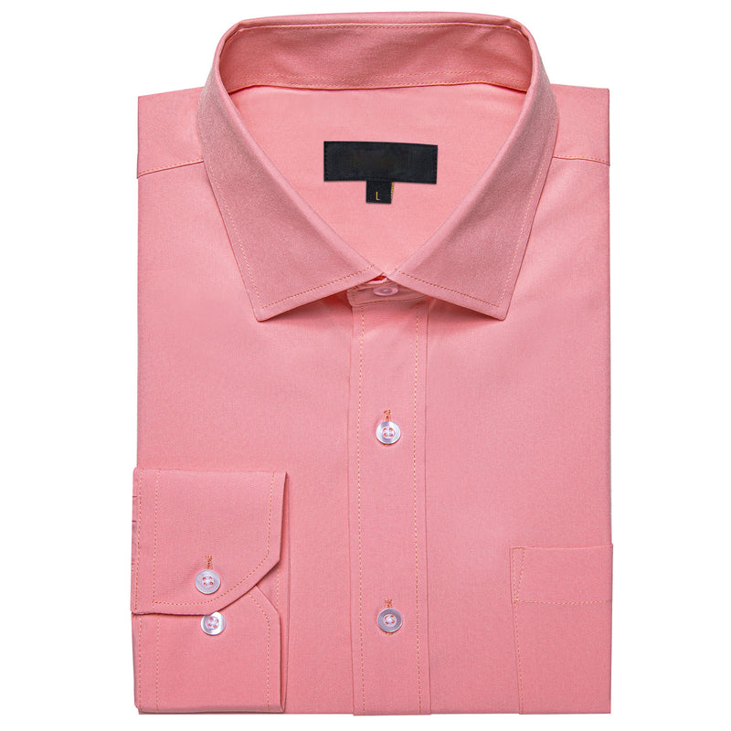 Pink Solid Silk Dress Shirt shirt    - Sophisticated Gentlemen
