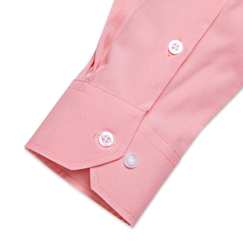 Pink Solid Silk Dress Shirt shirt    - Sophisticated Gentlemen
