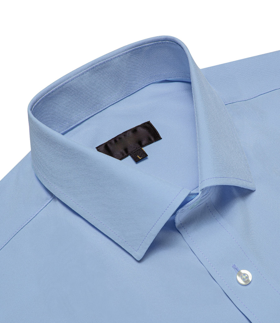 Sky Blue Solid Silk Dress Shirt shirt    - Sophisticated Gentlemen