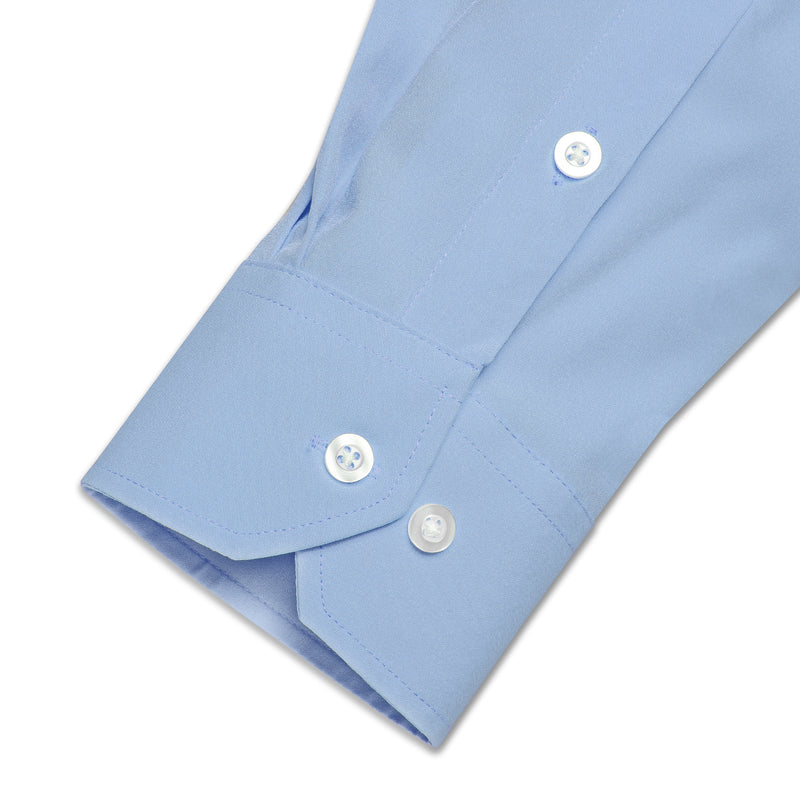 Sky Blue Solid Silk Dress Shirt shirt    - Sophisticated Gentlemen