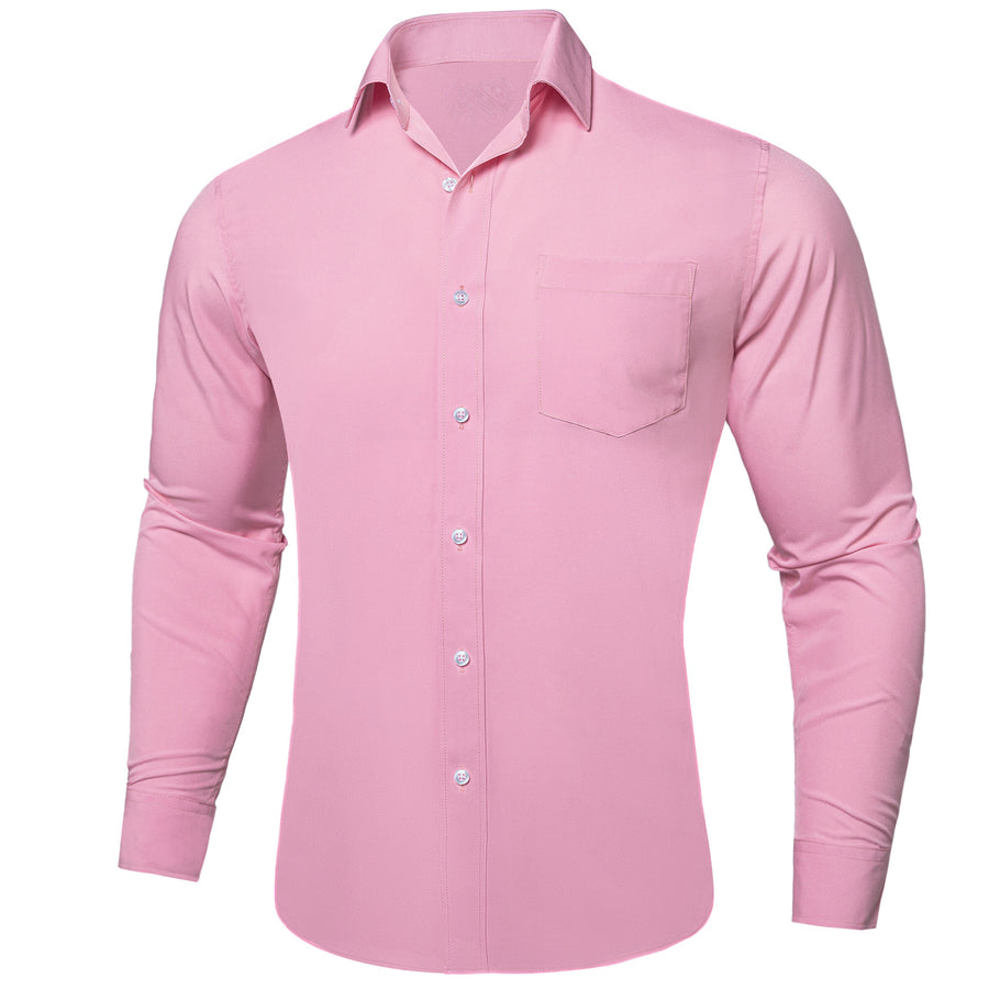 Petal Pink Solid Silk Dress Shirt shirt S   - Sophisticated Gentlemen