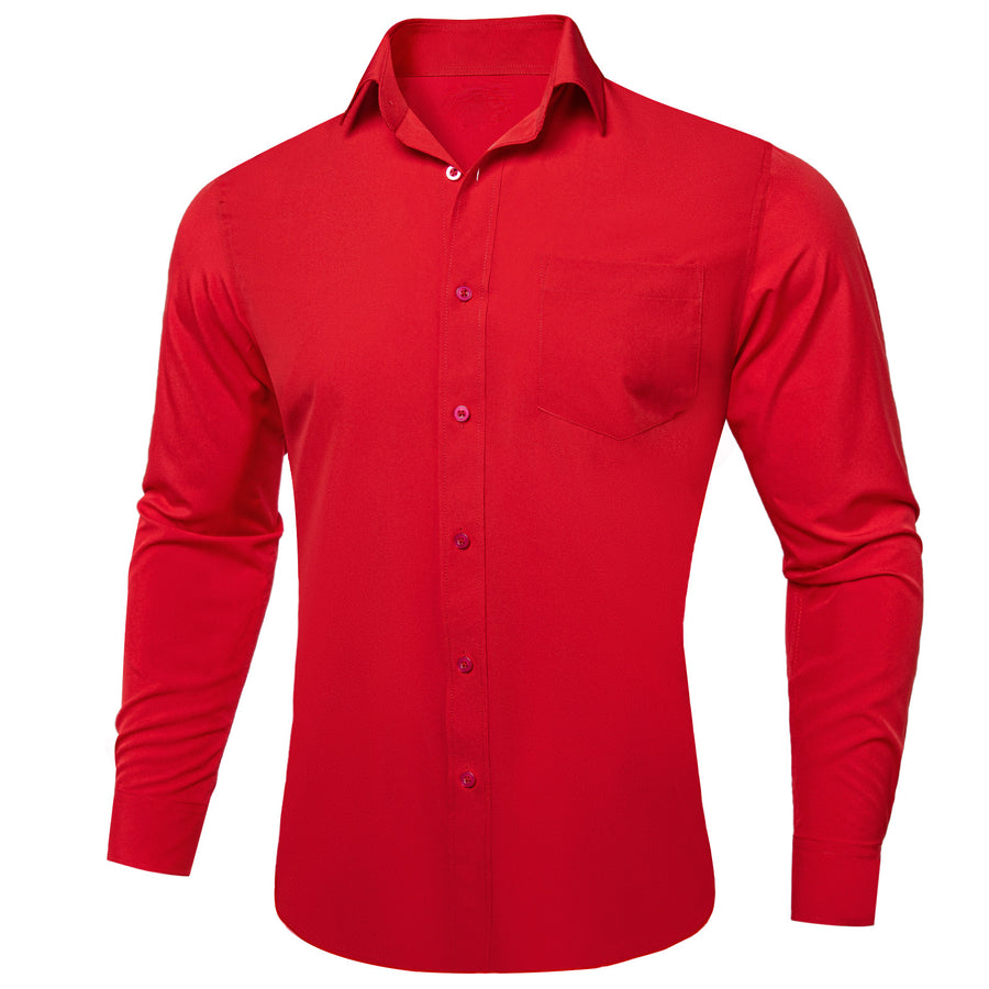 Red Solid Silk Dress Shirt shirt    - Sophisticated Gentlemen