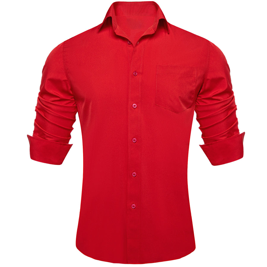 Red Solid Silk Dress Shirt shirt S   - Sophisticated Gentlemen