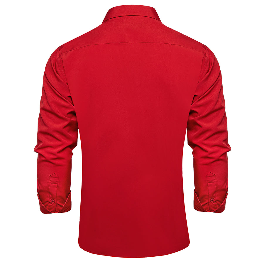 Red Solid Silk Dress Shirt shirt    - Sophisticated Gentlemen
