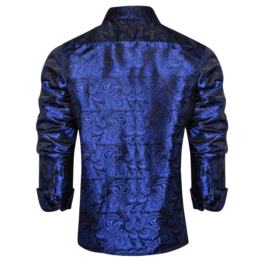 Royal Blue Paisley Dress Shirt shirt    - Sophisticated Gentlemen