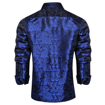 Royal Blue Paisley Dress Shirt shirt    - Sophisticated Gentlemen