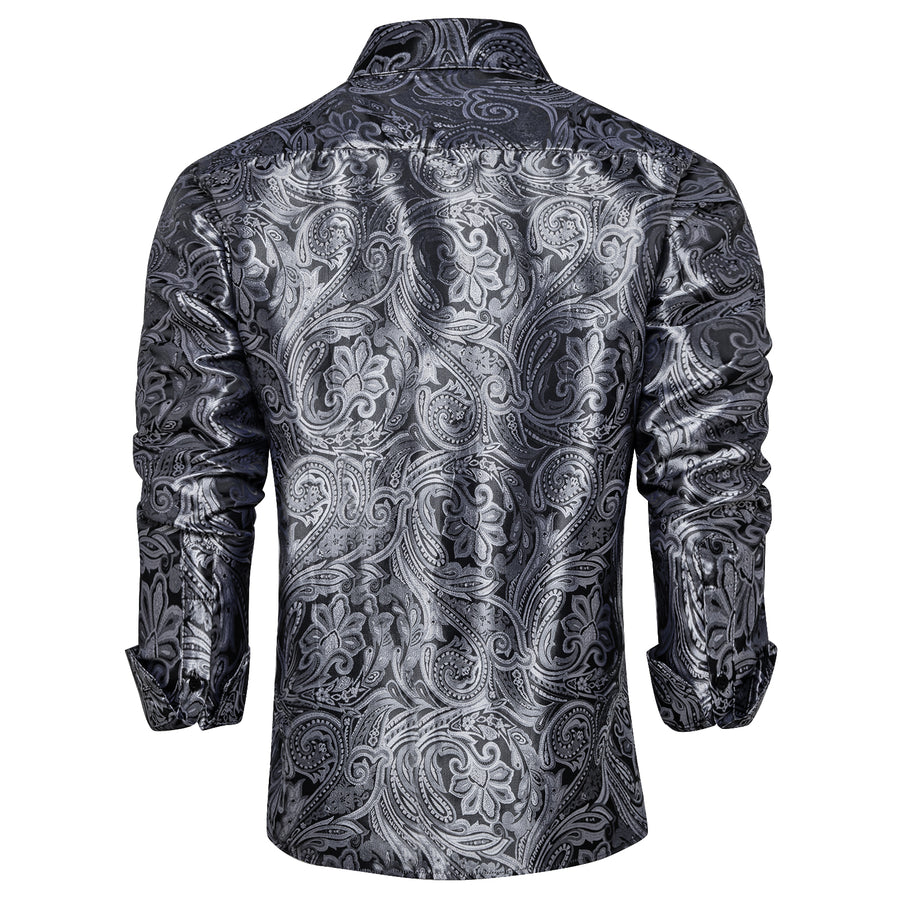 Deep Gray Paisley Dress Shirt shirt    - Sophisticated Gentlemen
