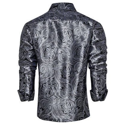 Deep Gray Paisley Dress Shirt shirt    - Sophisticated Gentlemen