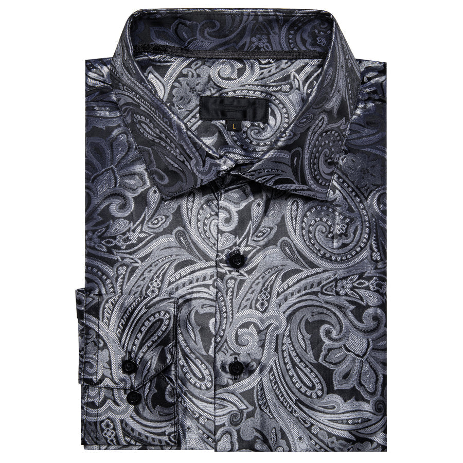 Deep Gray Paisley Dress Shirt shirt    - Sophisticated Gentlemen