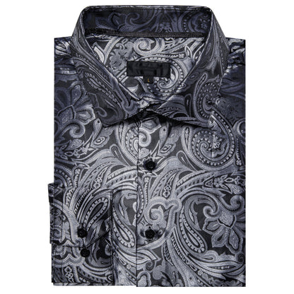 Deep Gray Paisley Dress Shirt shirt    - Sophisticated Gentlemen