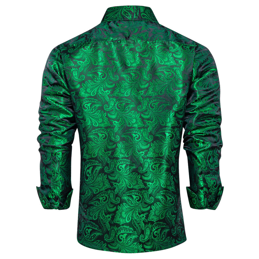 Emerald Green Paisley Dress Shirt shirt    - Sophisticated Gentlemen