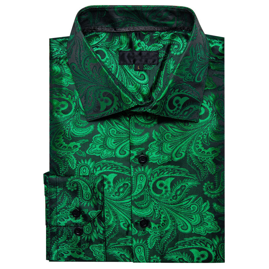 Emerald Green Paisley Dress Shirt shirt    - Sophisticated Gentlemen