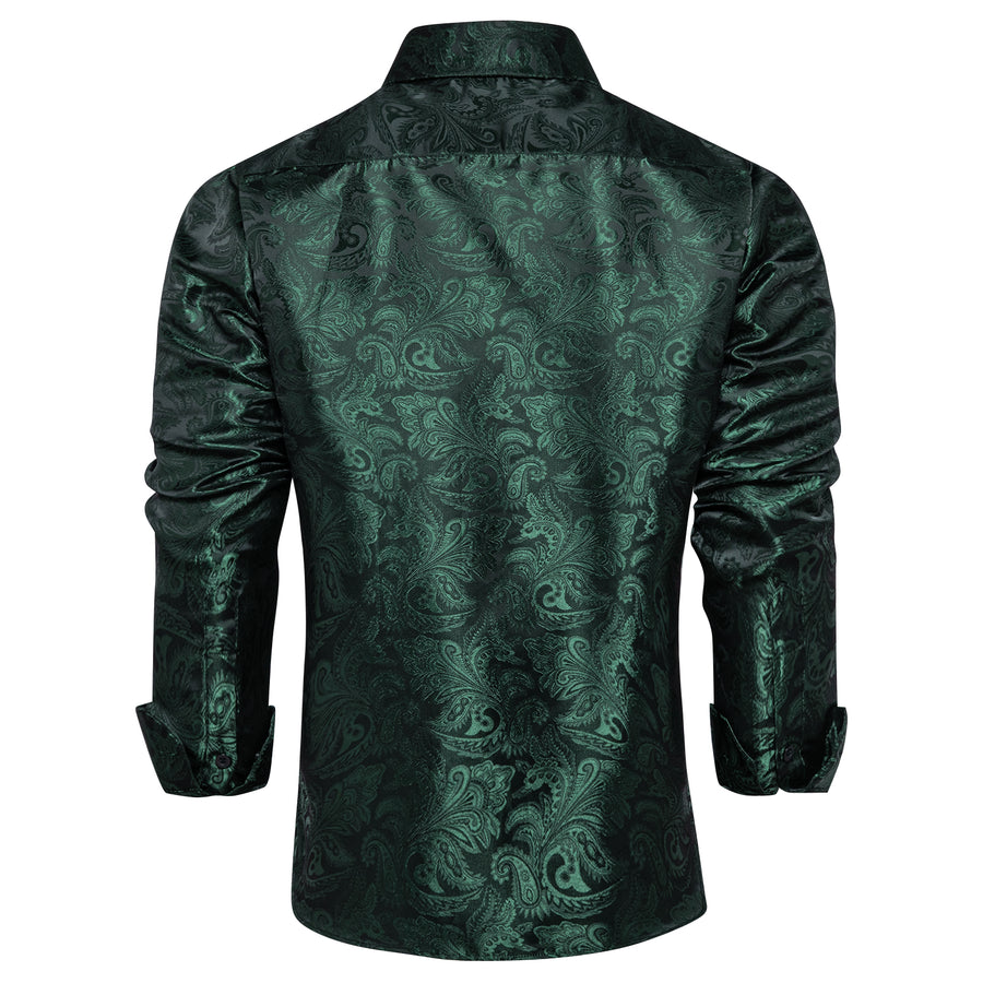 Olive Green Paisley Dress Shirt shirt    - Sophisticated Gentlemen
