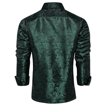 Olive Green Paisley Dress Shirt shirt    - Sophisticated Gentlemen