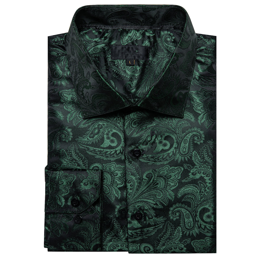 Olive Green Paisley Dress Shirt shirt    - Sophisticated Gentlemen